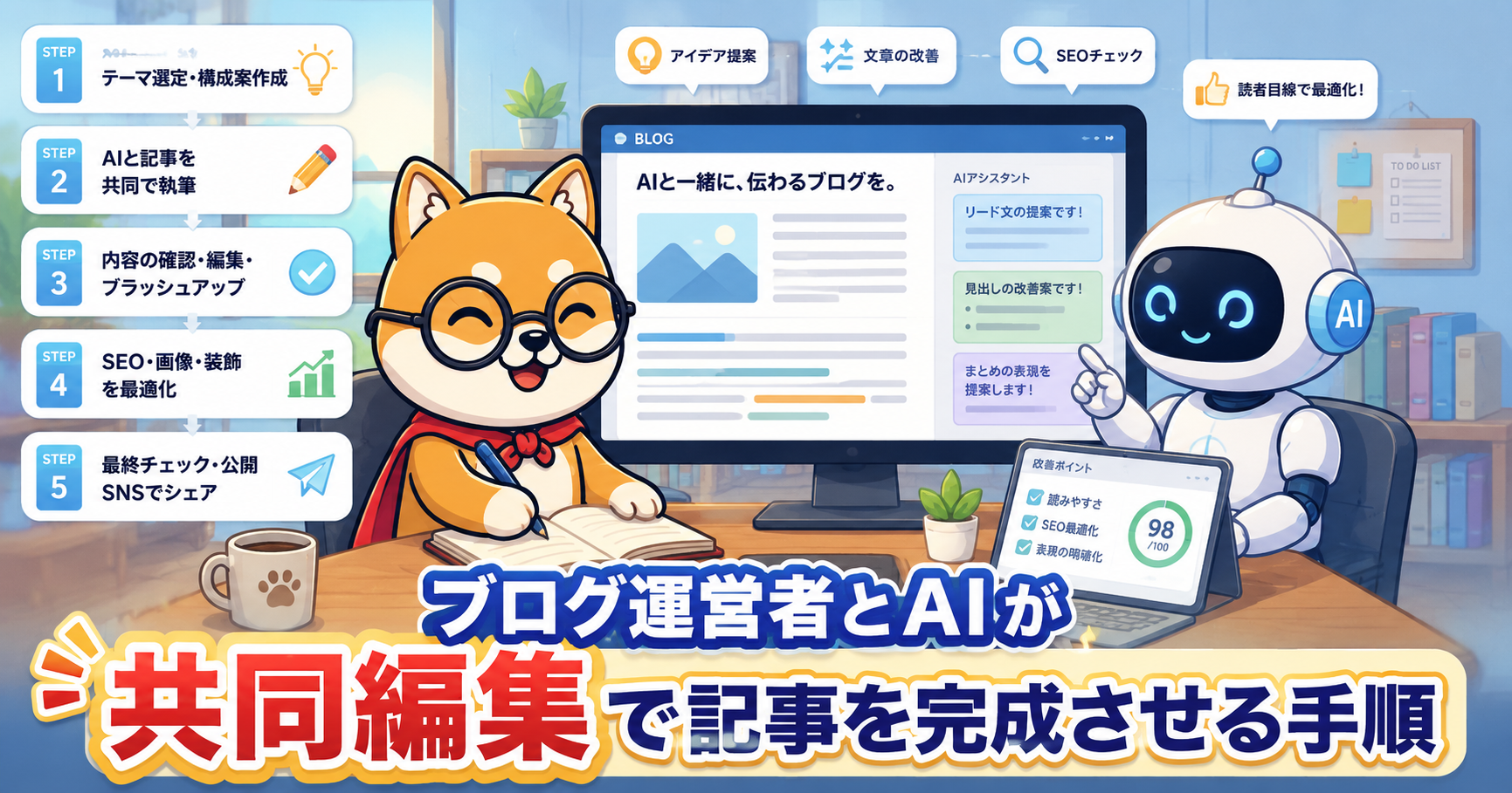 ブログ運営者とAIが共同編集で記事を完成させる手順 2026